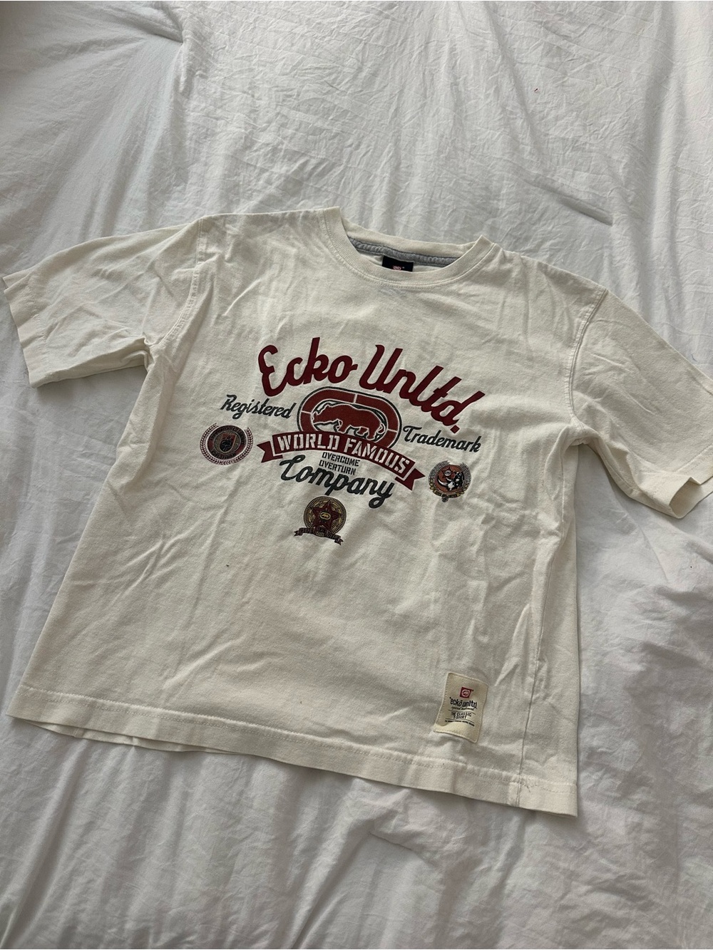 Ecko Unltd Kids Cream Tee with Burgundy Graphic